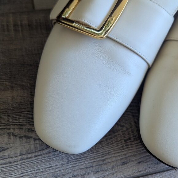 Bally Janelle Buckled Leather Convertible Babouche Slipper Loafers in Bone - Picture 6 of 11